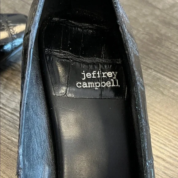 Jeffrey Campbell Black Croc-Patterned Heels - Picture 2 of 4